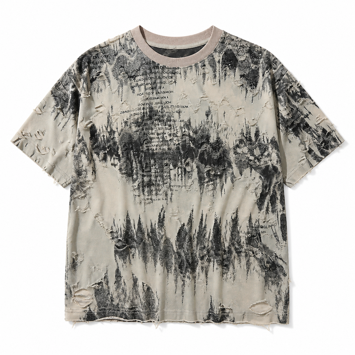 Distressed Print Crystal Tee - front view