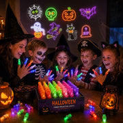 Children enjoying Halloween finger projector rings at a party