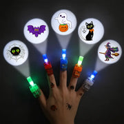 Halloween character projections from colorful finger lights