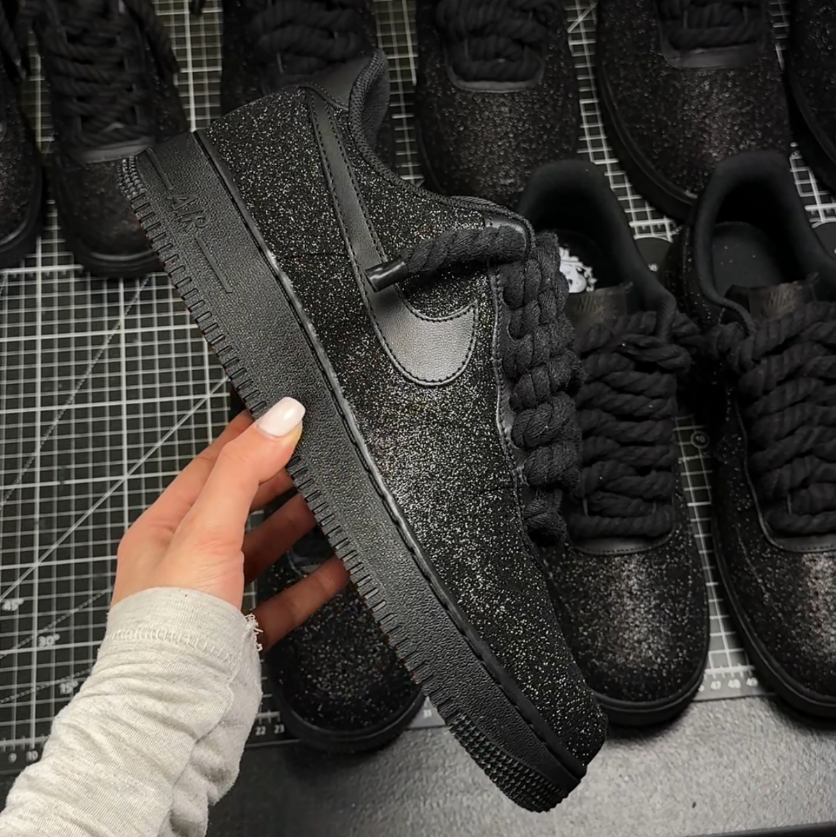 AF1 Black Crystal - handheld side detail