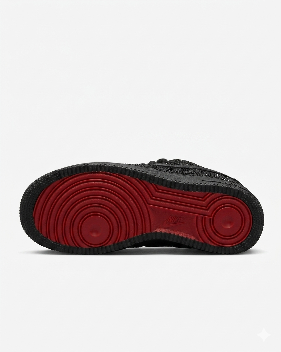 AF1 Black Crystal - red outsole