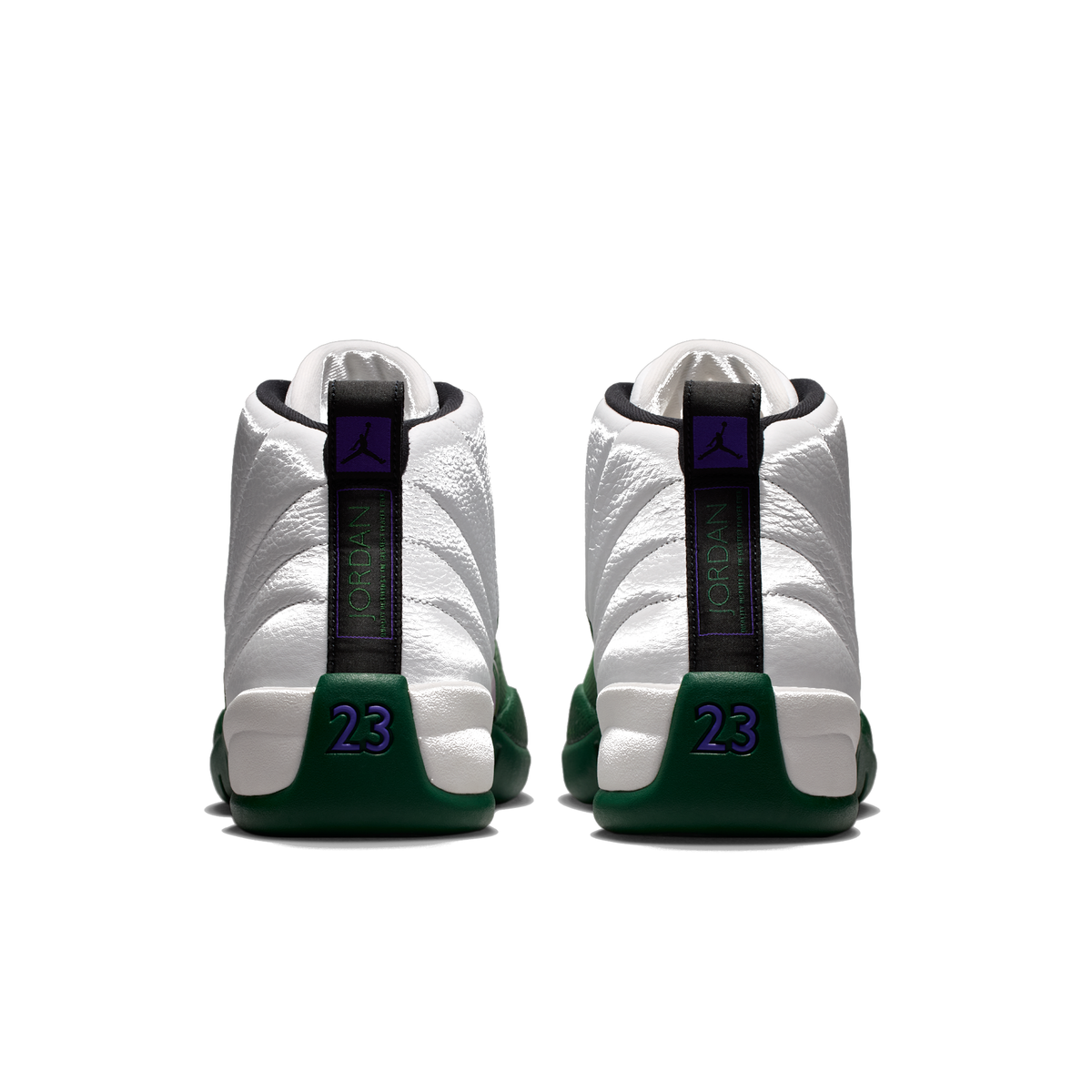 AJ 12 Retro Idols Become Rivals - Summit White Gorge Green - Summit White / Fierce Purple / Gorge Green - rear pair view