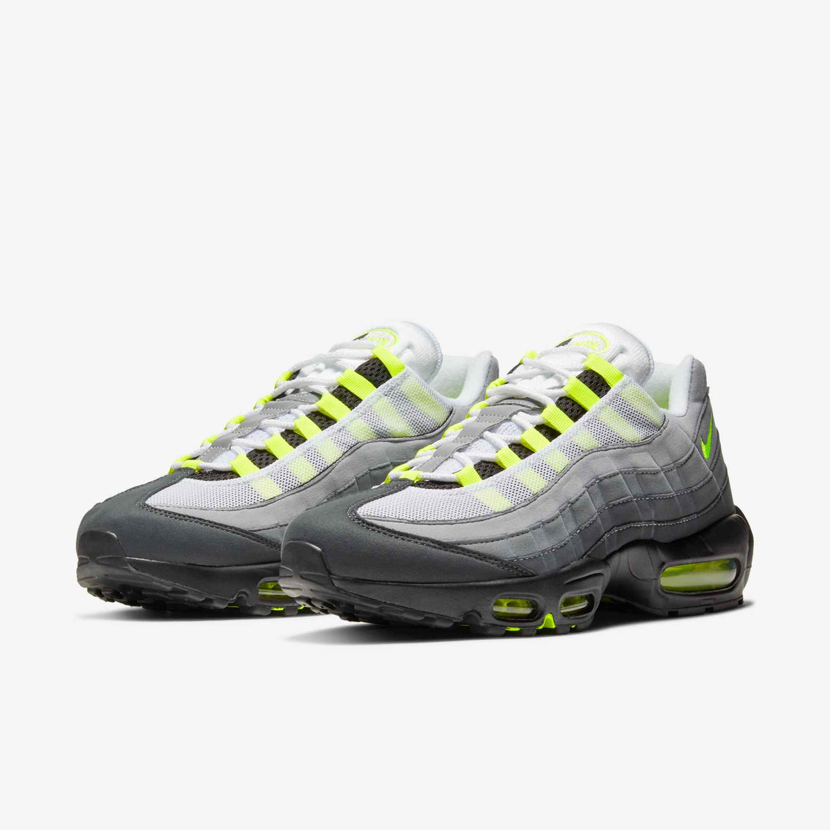 Air Max 95 OG Neon Yellow - Black / Neon Yellow / Light Graphite - three-quarter pair view