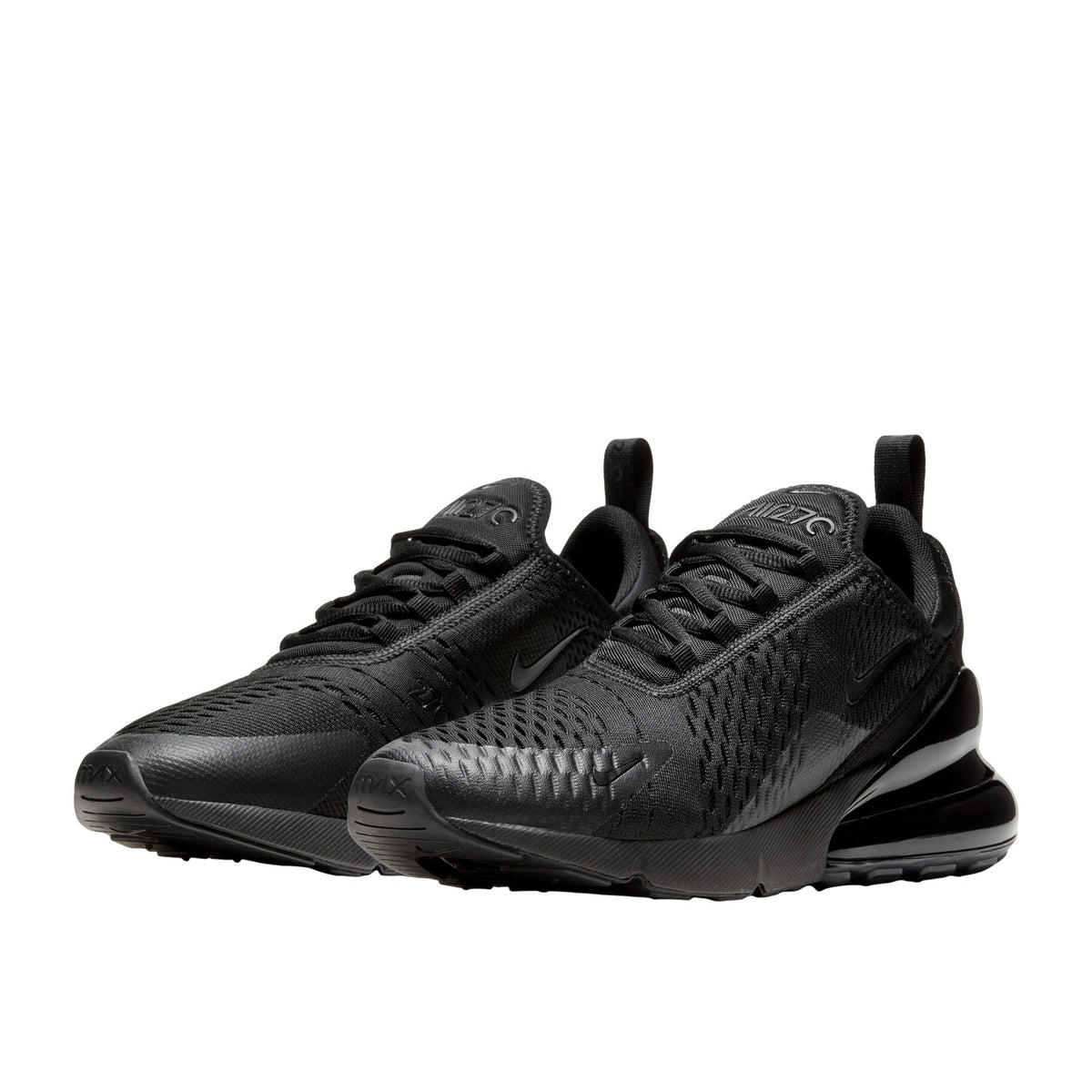 AM 270 Everyday Air Sneakers - Triple Black - angled pair view