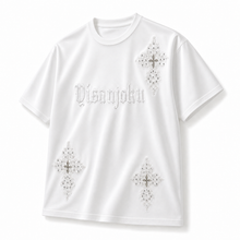 Crystal Cross Tee - silky angled view