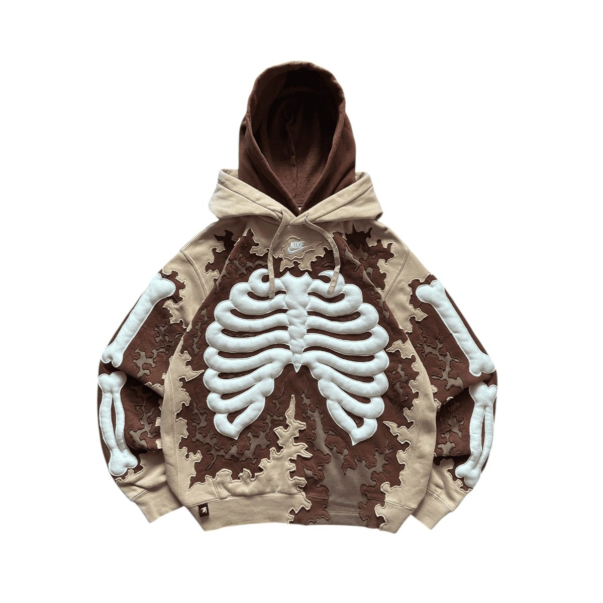 Halloween Graphic Streetwear Hoodie - 3D Skeleton - Coffee front view