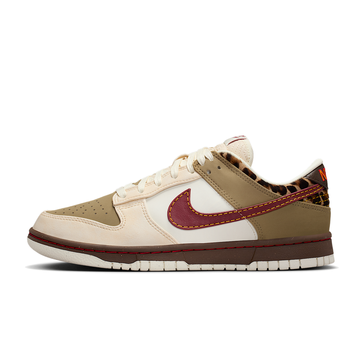 Leopard Court Low - Khaki Red - Khaki / Brown / Pearl White / Red - lateral side