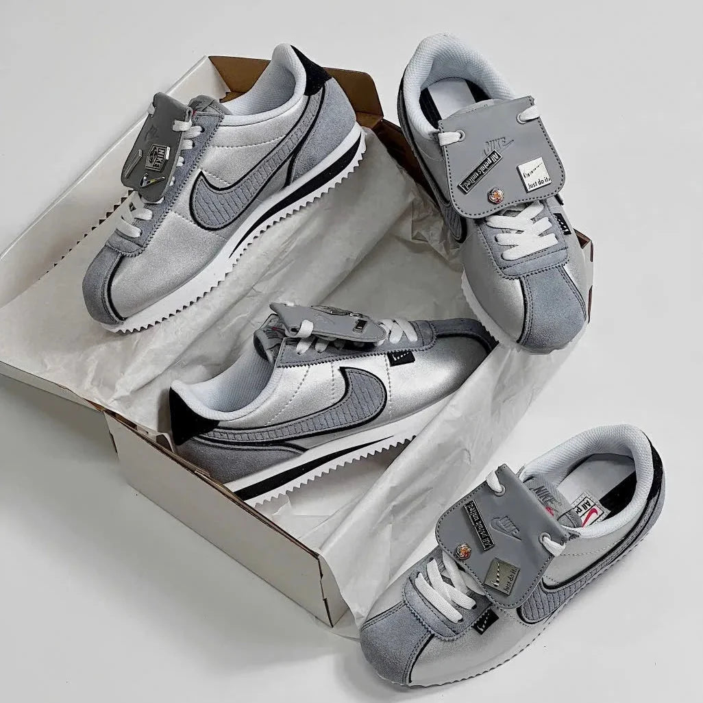 Cortez Petals United Silver - source photo 4 - silver grey shoes with removable lace cover